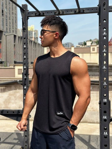 2025 Summer New Trend Men tank top Pullover Round Neck Mesh Bottom Shirt Sports Fitness Top Sleeveless Vest Quick Dry undershirt - Zen Fit Plus