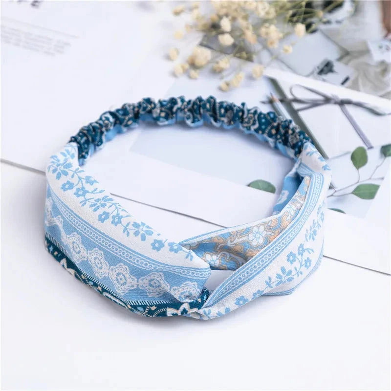 Fashion Women Girls Summer Bohemian Hair Bands Print Headbands Vintage Cross Turban Bandage Bandanas HairBands Hair Accessories Zen Fit Plus