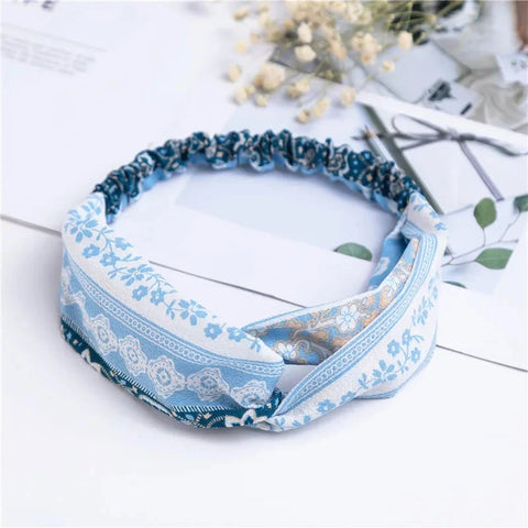 Fashion Women Girls Summer Bohemian Hair Bands Print Headbands Vintage Cross Turban Bandage Bandanas HairBands Hair Accessories Zen Fit Plus
