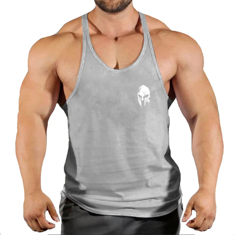 Men's solid color fitness trend print pattern loose thin belt vest breathable and comfortable sleeveless basketball vest Zen fit plus