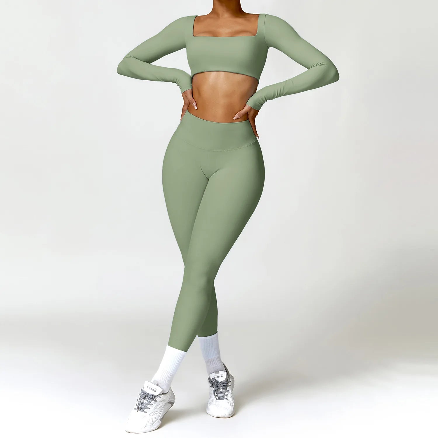 2PCS Yoga Suit Sports Set Women Quick-Drying Gym Set Women Tracksuit Running Workout Long Sleeve Sports Shirt Yoga Clothing Zen fit plus