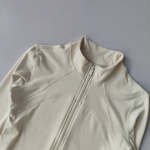 Yoga Suit Women's High-end Standing Collar Long Sleeved Sports Jacket Running Training Fitness Top Windproof Running Suit Zen fit plus