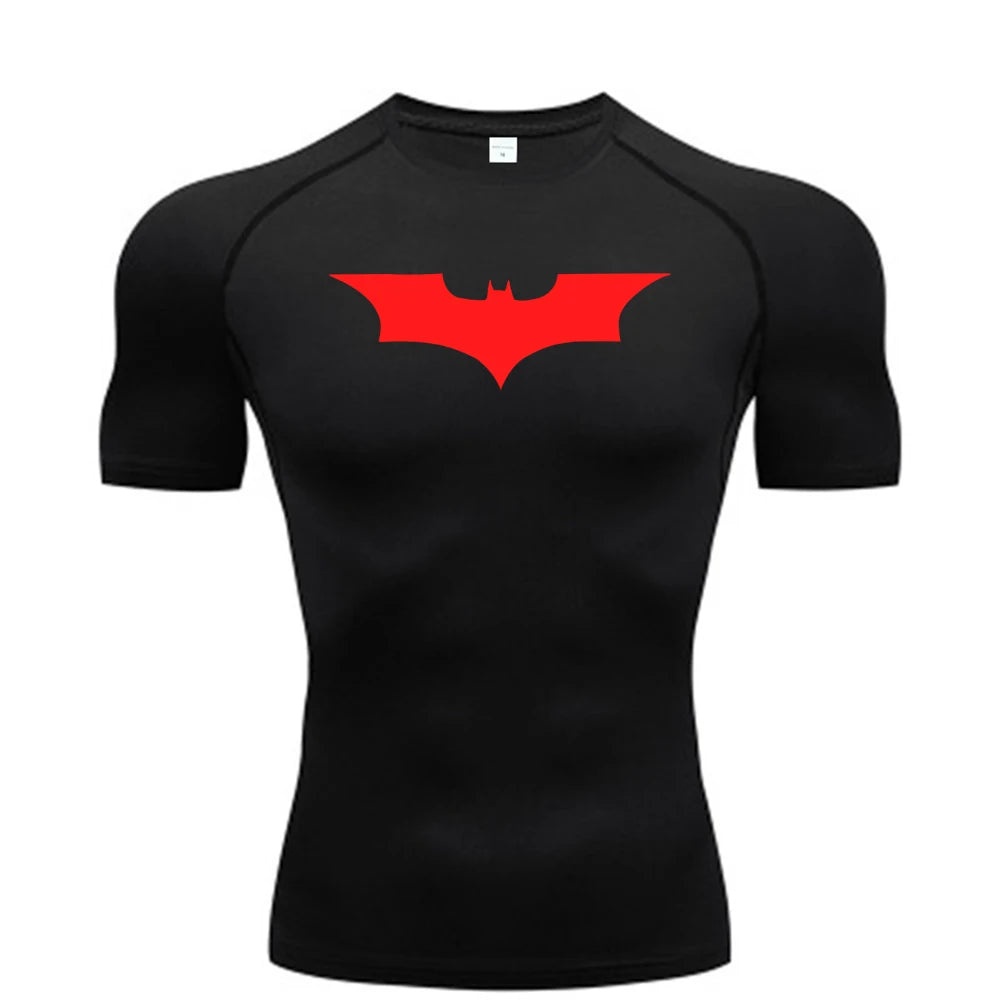 Bat Printed Men's Tight T-Shirt Running Compression Compression T Shirt Gym Fitness Jogging Short Sleeve Male Casual Shirt Tops Zen fit plus