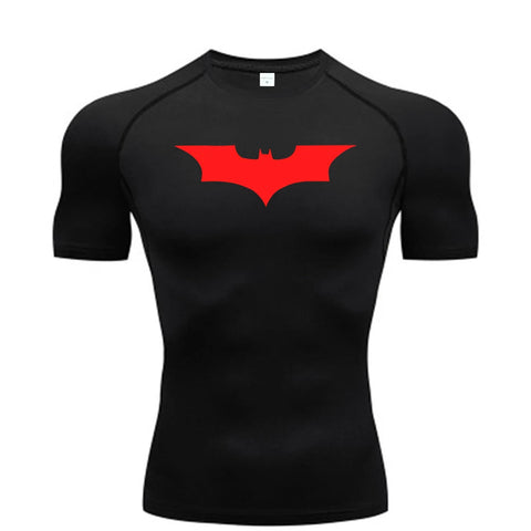 Bat Printed Men's Tight T-Shirt Running Compression Compression T Shirt Gym Fitness Jogging Short Sleeve Male Casual Shirt Tops Zen fit plus