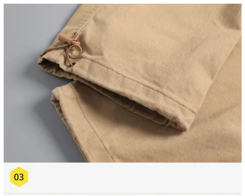 Large Pocket Loose Overalls Men's Outdoor Sports Jogging Tactical Pants Elastic Waist Pure Cotton Casual Work Pants - Zen Fit Plus