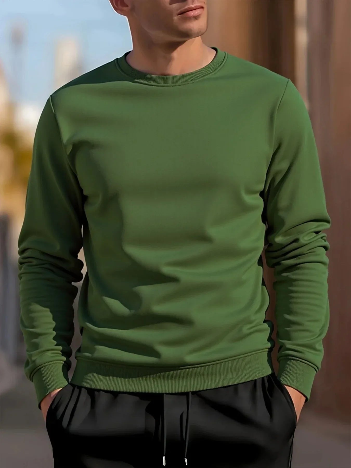 Men's Crew Neck Sweatshirts Solid Color Sweatwear Spring Outdoor Casual Daily Long Sleeve Pullover Hoodie Man Sportswear - Zen Fit Plus