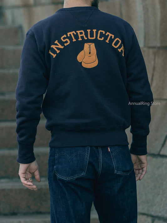 Rugged Bronson NAVY Boxing Coach Pullover Sweatshirt US Cotton Blockbuster Sweater Zen Fit Plus