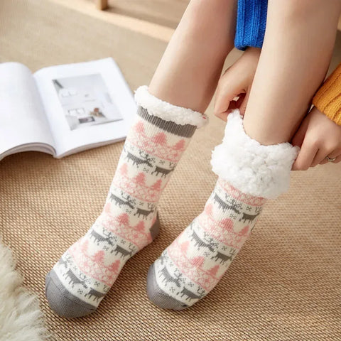 Winter Warm Socks Women penguin Plush Soft Female Non Grip Floor Slippers Short Sock Fuzzy Fluffy Deer Elk Bear Christmas Gift - Zen Fit Plus