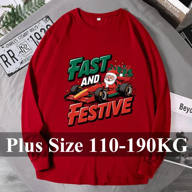 Men's Christmas Sweatshirts Plus Size 1XL-7XL Xmas Funny Hoodie Tops Adult Autumn Pullover Shirts Male Clothing 110-190KG - Zen Fit Plus