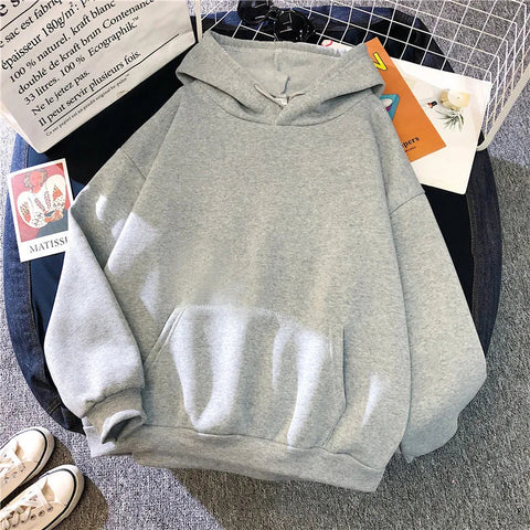 2024Autumn Casual Women's Solid Hoodie Comfortable Strecth Sweatshirts Loose Pocket Warm Clothes Fashion Street Female Pullovers Zen fit plus