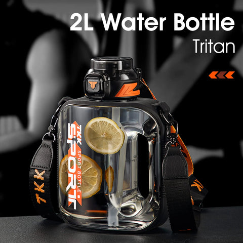 TKK 1/1.6/2L Sports Water Bottle TRITAN Large Capacity Creative Cup Heat Resistant Outdoor Adult Travel Kettle Gym Fitness Jugs Zen fit plus