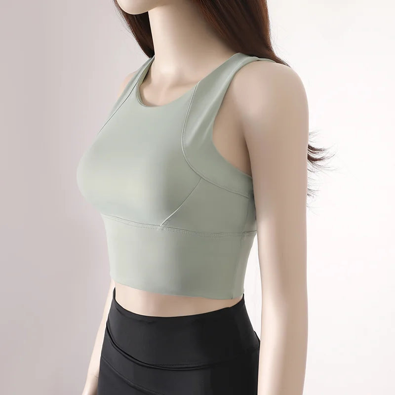 Women Sport Fixed Chest Pad Bra Female Athleisure Workout Tank Top Ladies Gym Clothes Yoga Sports Wear Zen Fit Plus