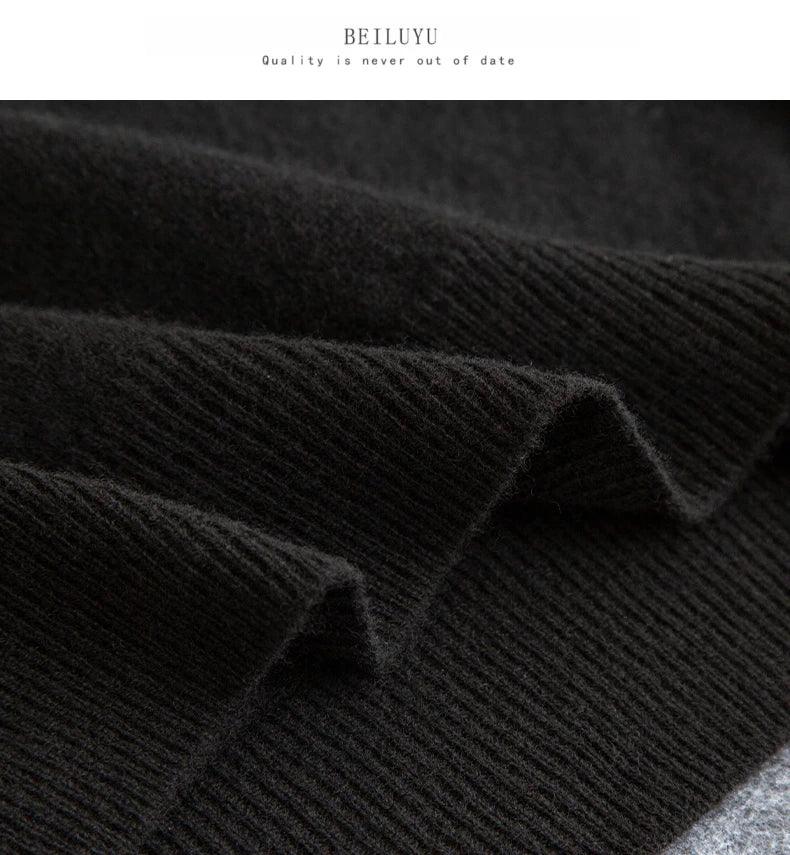 New Fashion Men's 100% Wool Pullover Half-high Collar Sweater Autumn Winter Warm Solid Color Knit Sweater Business Casual Top - Zen Fit Plus