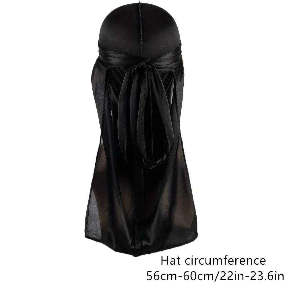 Unisex Long Silky Durag Long Tail Silky Scarf Muslim Doo Rag Pirate Hat Durag Chemo Caps Skull Hat Turban hair band Bandanas Zen Fit Plus