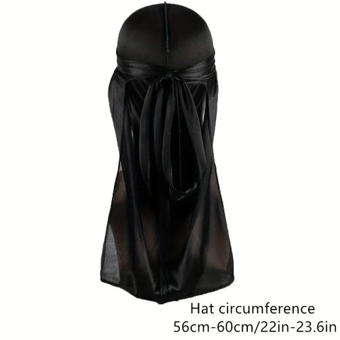 Unisex Long Silky Durag Long Tail Silky Scarf Muslim Doo Rag Pirate Hat Durag Chemo Caps Skull Hat Turban hair band Bandanas Zen Fit Plus