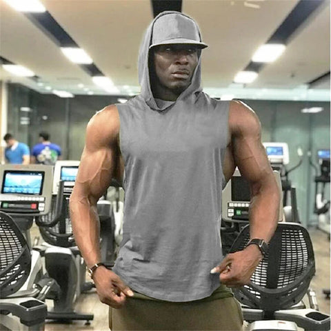 Bodybuilding Stringer Hoodies Gym Sleeveless Hooded Fitness Tank Tops Mens Running Sport Clothing Cotton Breathable Cool Shirt Zen fit plus