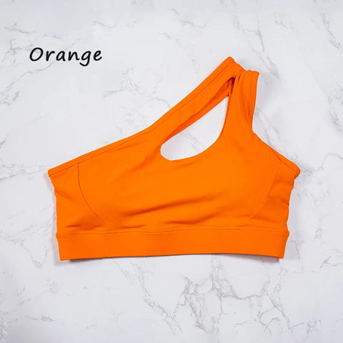 QINACTIVE Women'  sexy One Shoulder Sports Bras Yoga Top Vest Quick-drying Yoga Gym Running Fitness Underwear Zen Fit Plus