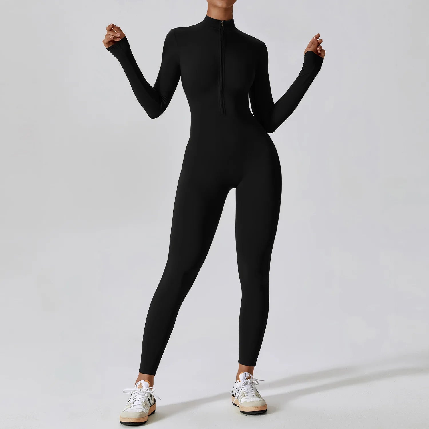 Yoga Boilersuit Long Sleeved Women's Sportswear Gym Zipper Jumpsuits Workout High-intensity Fitness One-piece Skin-tight Garment Zen fit plus