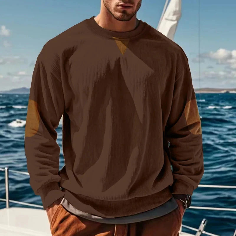 2024 hot-selling spring and autumn European size men's round neck casual stand-up collar corduroy long-sleeved sweater men Zen Fit Plus