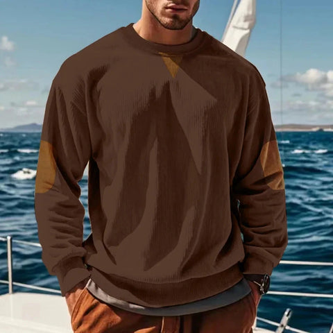 2024 hot-selling spring and autumn European size men's round neck casual stand-up collar corduroy long-sleeved sweater men Zen Fit Plus