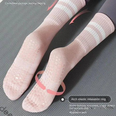 8 Colors Sports Socks Cotton Mid-tube Bottom Professional Non-slip Silicone Indoor Fitness Socks Gym Dance Pilates Yoga Socks Zen Fit Plus
