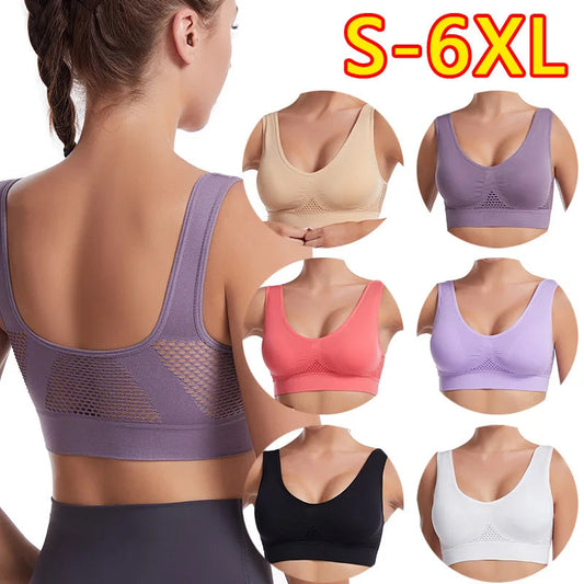 Breathable Sports Bra Top Fitness Women Brassiere Removable Padded Sport Bra Running Gym Seamless Push Up Bras Zen fit plus