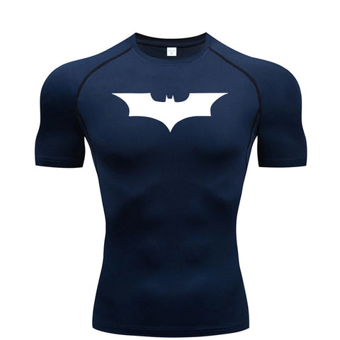 Bat Printed Men's Tight T-Shirt Running Compression Compression T Shirt Gym Fitness Jogging Short Sleeve Male Casual Shirt Tops Zen fit plus