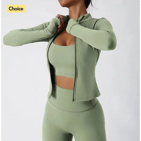 Zipper Women's Jackets New in Tight Running Sports Tops Breathable Nude Fitness Training Quick-drying Long-sleeved Yoga Clothes Zen fit plus