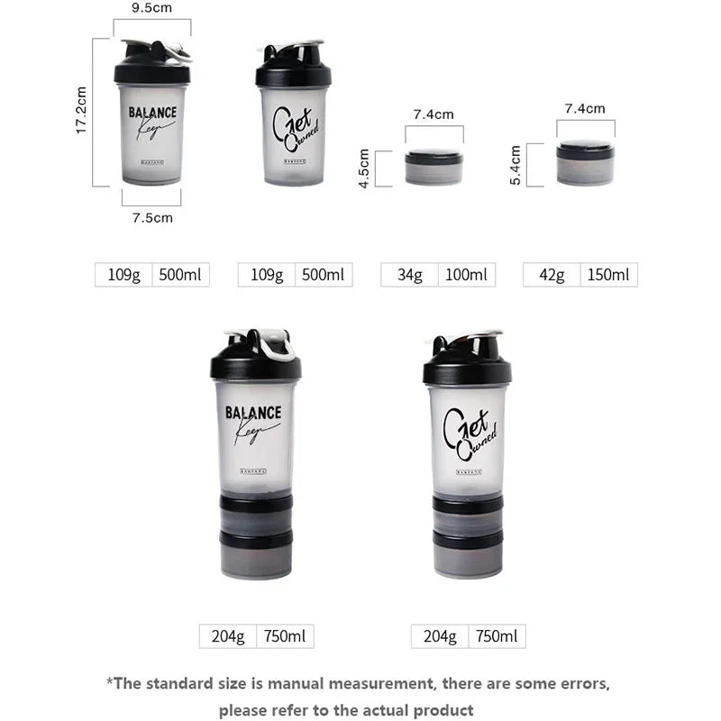 500ml Large-capacity Shaker Protein Bottle Powder Mixing Cup Portable Water Bottle Gym Sports Drinking Bottle Fitness Cup Kettle Zen fit plus