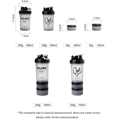 500ml Large-capacity Shaker Protein Bottle Powder Mixing Cup Portable Water Bottle Gym Sports Drinking Bottle Fitness Cup Kettle Zen fit plus