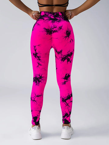Women's tie dye leggings seamless high stretch sports push up pants tight sports high waist yoga pants outdoor sports Zen fit plus