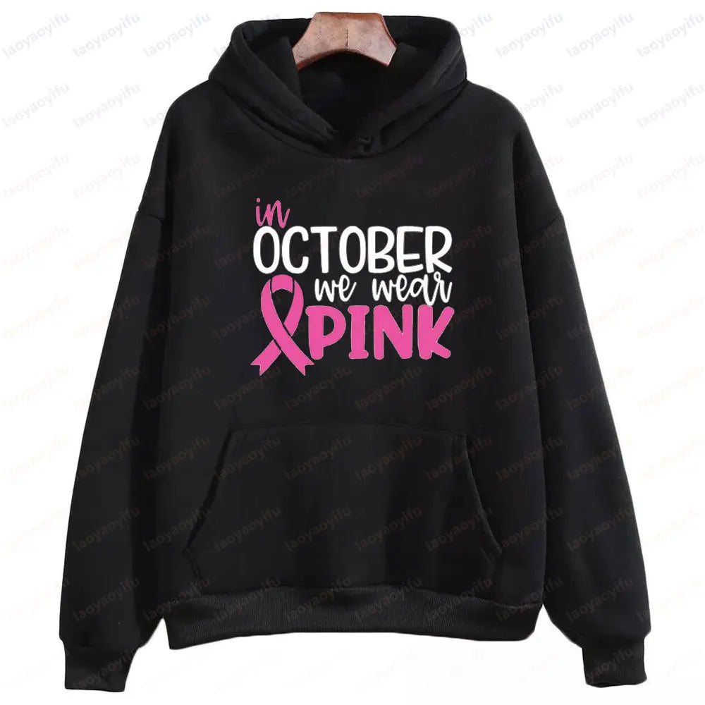 In October We Wear Pink Sweatshirt I'm A Survivor Clothing Team Cancer Motivational Long Sleeve Cancer Awareness Women Shirt Zen Fit Plus