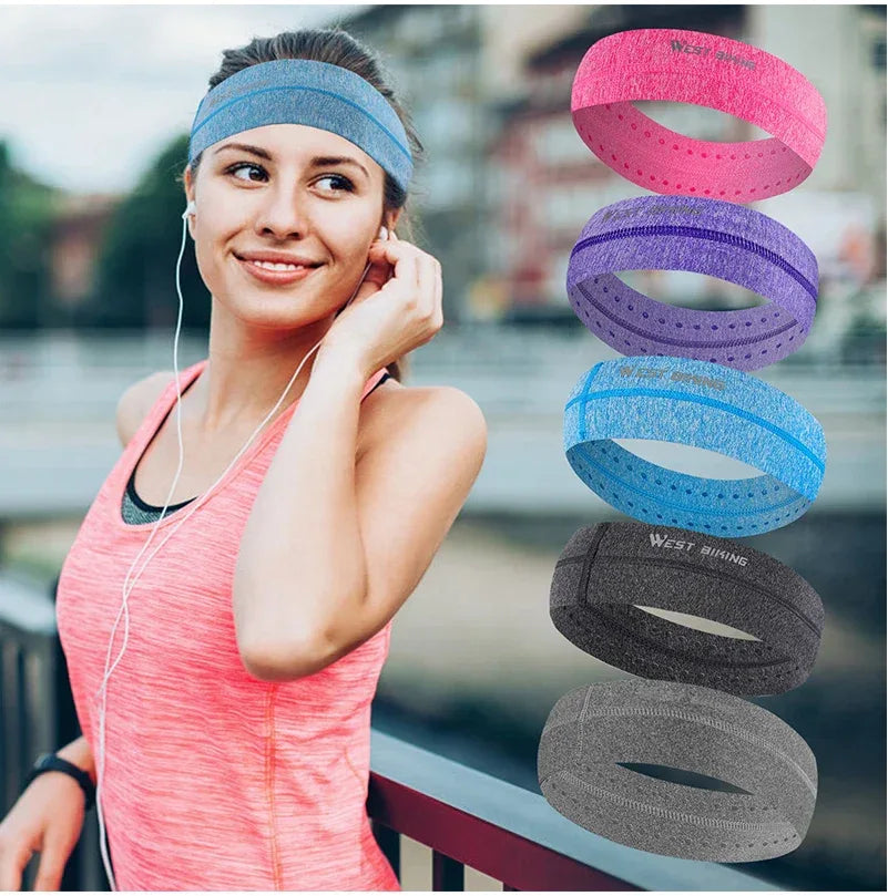 WEST BIKING Sports Headband Anti-slip Sweat Absorbing Elastic Sweatband Quick Dry Men Women Running Fitness Gym Cycling Headwear - Zen Fit Plus