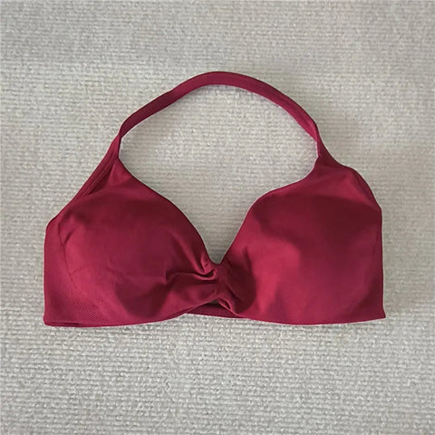 Fashion Strappy Bra Gym Top Girl Women High Support Thin Strap Halter Sports Seamless Bras Scrunch Workout Yoga Tank Bra Zen Fit Plus