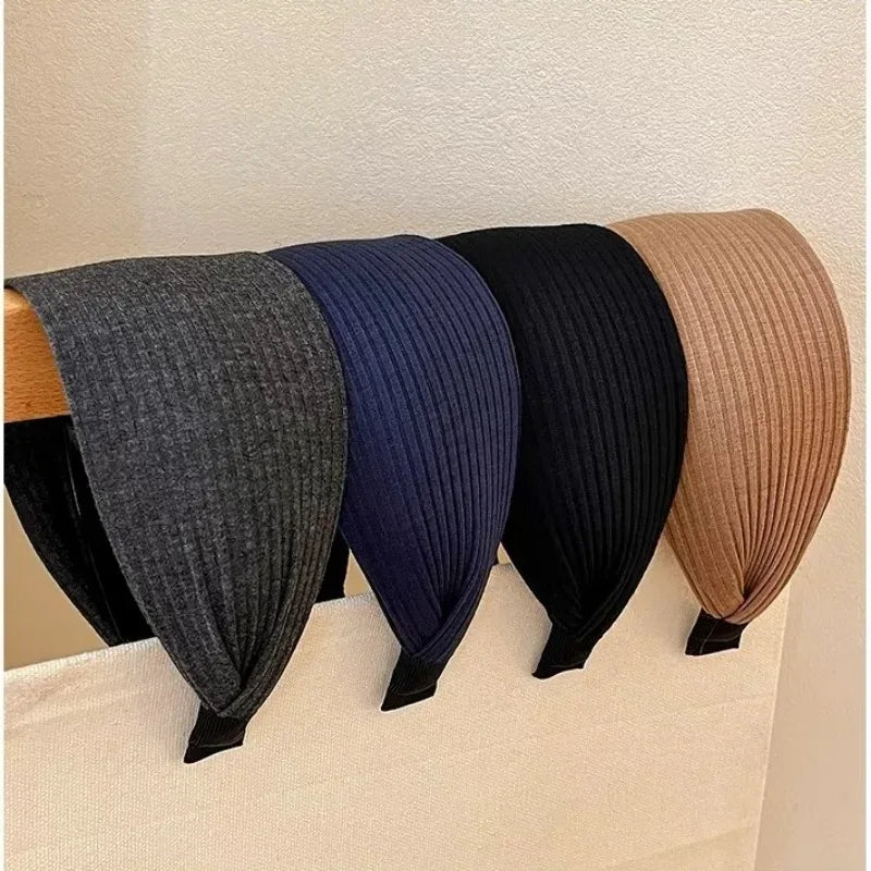 New Soft Wide Knitting Cotton Hairbands for Women Girls Korean Neutral Solid Turban with Teeth Head Band Headwear Accessories - Zen Fit Plus