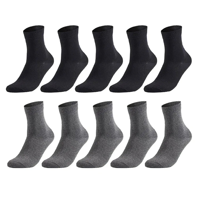 10 Pairs Men's Cotton Socks New Style Black Business Men Socks Soft Breathable Summer Winter for Male Socks Plus Size 38-47 - Zen Fit Plus