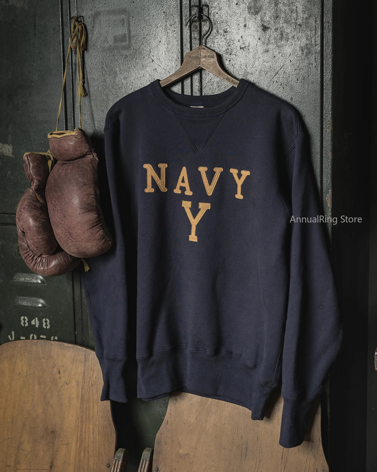 Rugged Bronson NAVY Boxing Coach Pullover Sweatshirt US Cotton Blockbuster Sweater Zen Fit Plus