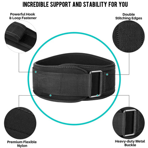 Weight Lifting Belt Back Support Workout Belt with Metal Buckle for Men Women Gym Squats Deadlifts Powerlifting Cross Training Zen fit plus
