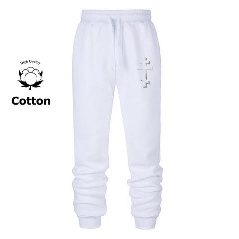Cross Print Sweatpants for Men Christian Athletic Running Joggers Trackpants Autumn Winter Warm Cozy Fleece Lined Pants Trousers Zen fit plus