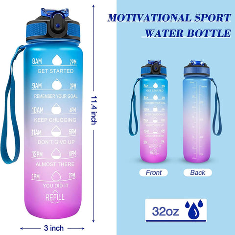 1000ML Water Bottle With Time Marker Plastic Motivational Water Bottle Drinking Bottle for Gym Sports Outdoor Travel Work 1PC Zen fit plus