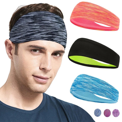 3PCS Sweatband for Men Women Elastic Sport Hairbands Head Band Yoga Headbands Headwear Headwrap Sports Workout Hair Accessories Zen Fit Plus