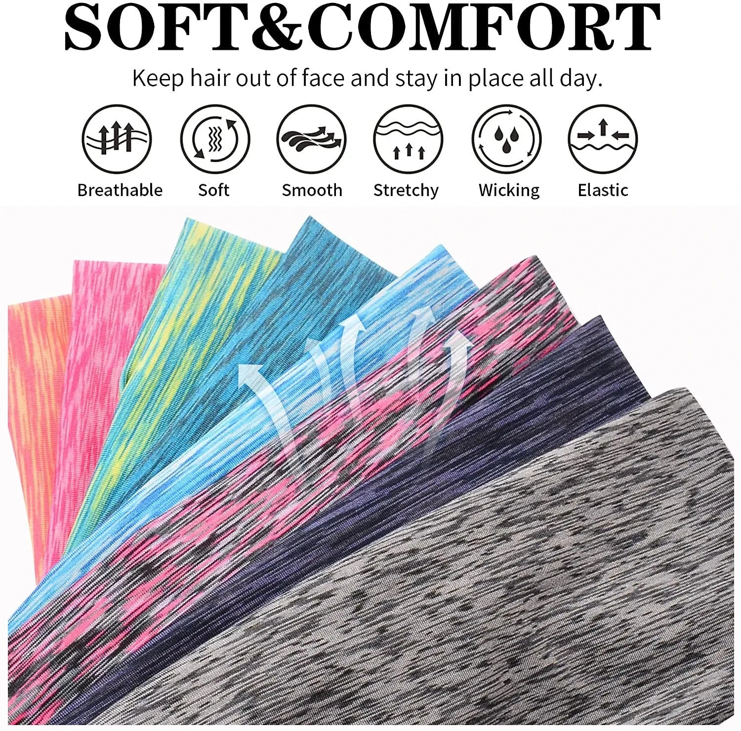 3PCS Sweatband for Men Women Elastic Sport Hairbands Head Band Yoga Headbands Headwear Headwrap Sports Workout Hair Accessories Zen Fit Plus