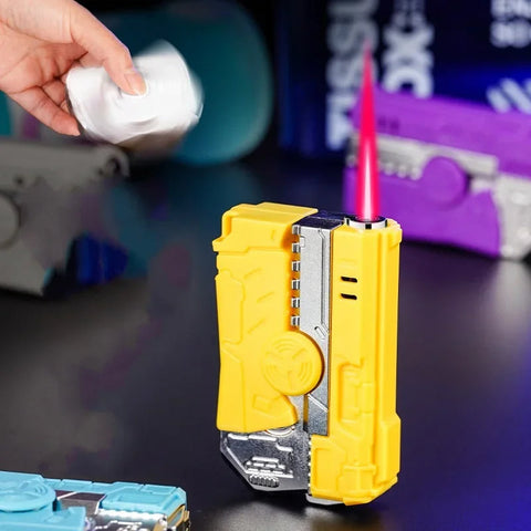 Deformable Fingertip Gyro Decompression Lighter – Foldable, Windproof Red Flame for Trendy Men