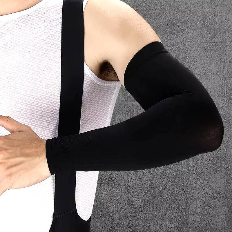 Cool Ice Silk Arm Sleeves for UV Protection - Perfect for Cycling, Running, and Outdoor Fitness!