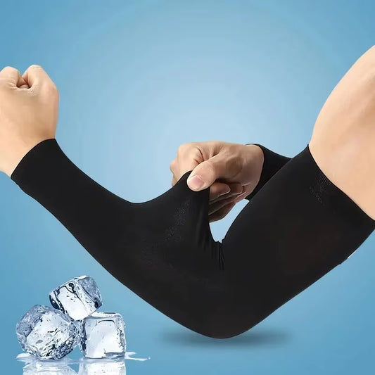 Cool Ice Silk Arm Sleeves for UV Protection - Perfect for Cycling, Running, and Outdoor Fitness!