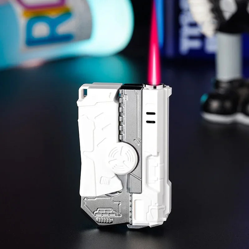 Deformable Fingertip Gyro Decompression Lighter – Foldable, Windproof Red Flame for Trendy Men